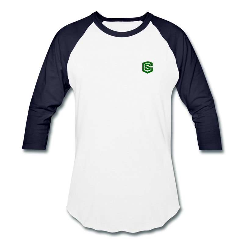 Baseball T-Shirt WITH GREEN LOGO - white/navy