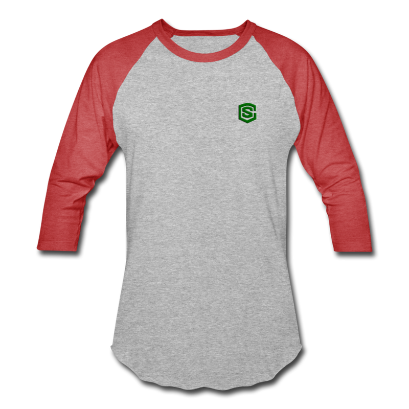 Baseball T-Shirt WITH GREEN LOGO - heather gray/red