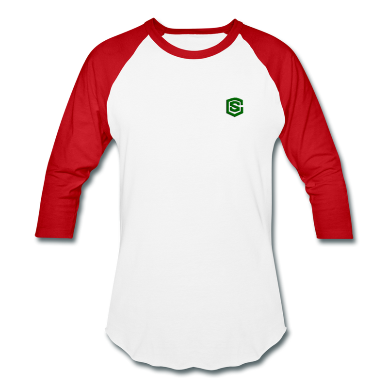 Baseball T-Shirt WITH GREEN LOGO - white/red