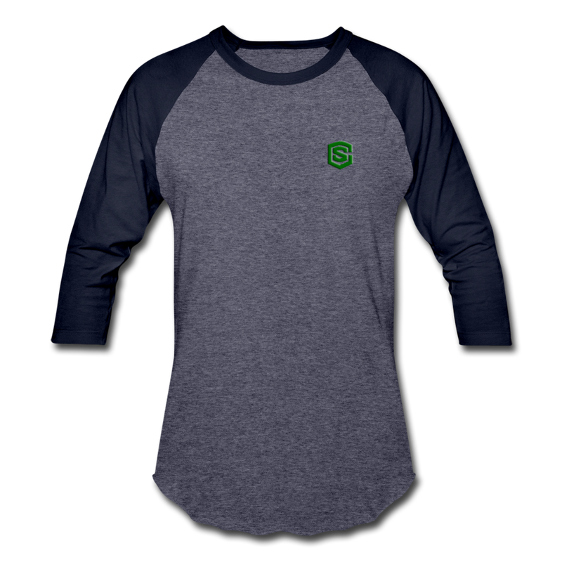 Baseball T-Shirt WITH GREEN LOGO - heather blue/navy