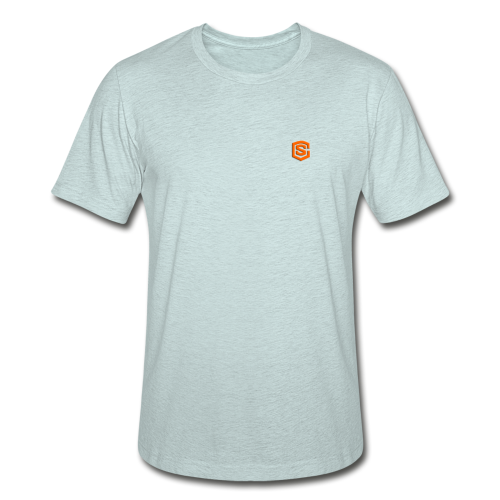 Unisex Heather Prism T-Shirt WITH ORANGE LOGO - heather prism ice blue