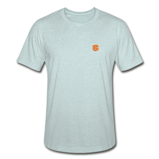 Unisex Heather Prism T-Shirt WITH ORANGE LOGO - heather prism ice blue