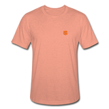 Unisex Heather Prism T-Shirt WITH ORANGE LOGO - heather prism sunset