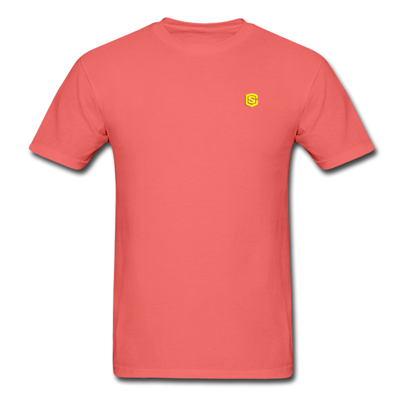 Unisex ComfortWash Garment Dyed T-Shirt WITH YELLOW LOGO - coral