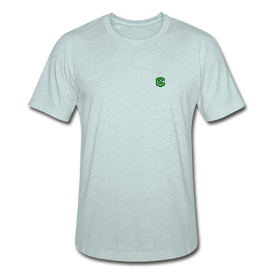 Unisex Heather Prism T-Shirt WITH GREEN LOGO - heather prism ice blue
