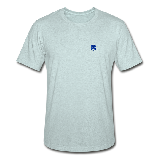 Unisex Heather Prism T-Shirt WITH BLUE  LOGO - heather prism ice blue