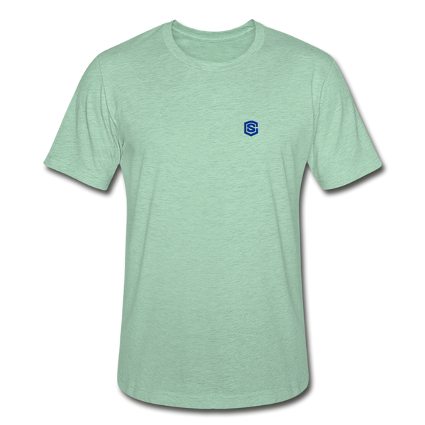 Unisex Heather Prism T-Shirt WITH BLUE  LOGO - heather prism mint