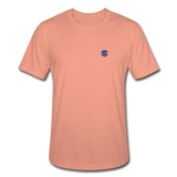 Unisex Heather Prism T-Shirt WITH BLUE  LOGO - heather prism sunset