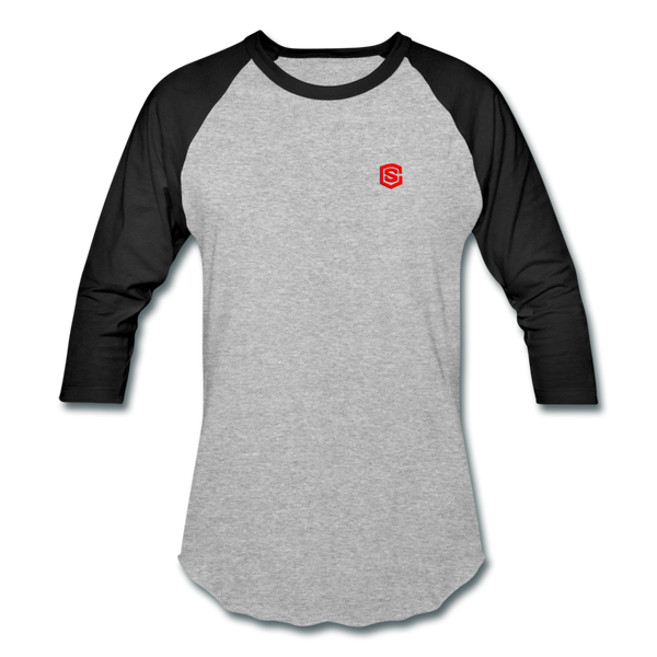 Baseball T-Shirt WITH RED LOGO - heather gray/black