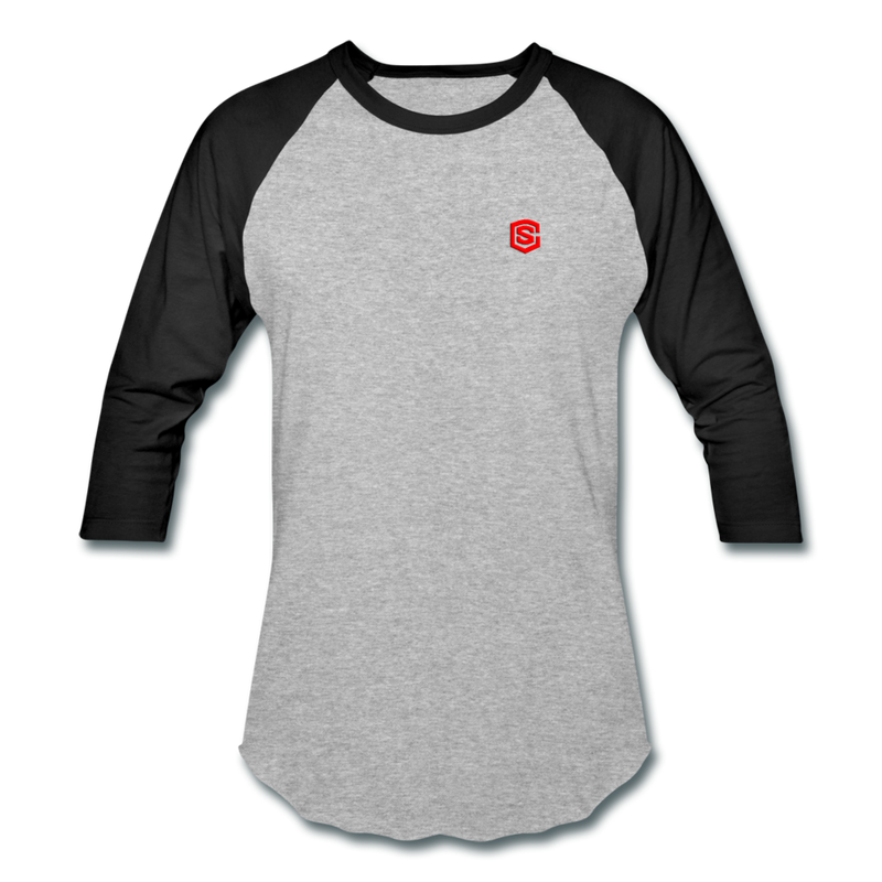 Baseball T-Shirt WITH RED LOGO - heather gray/black