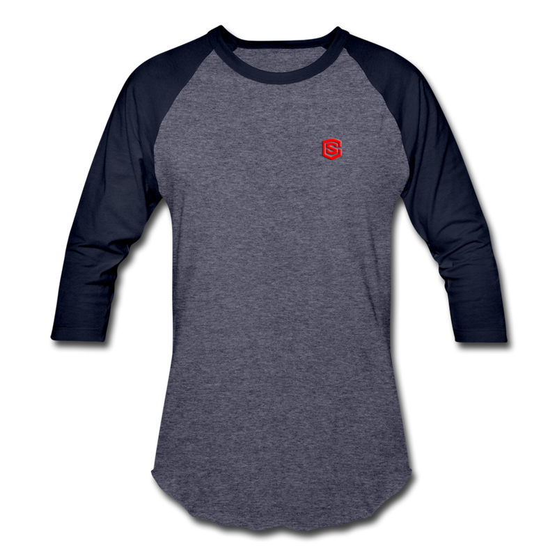 Baseball T-Shirt WITH RED LOGO - heather blue/navy