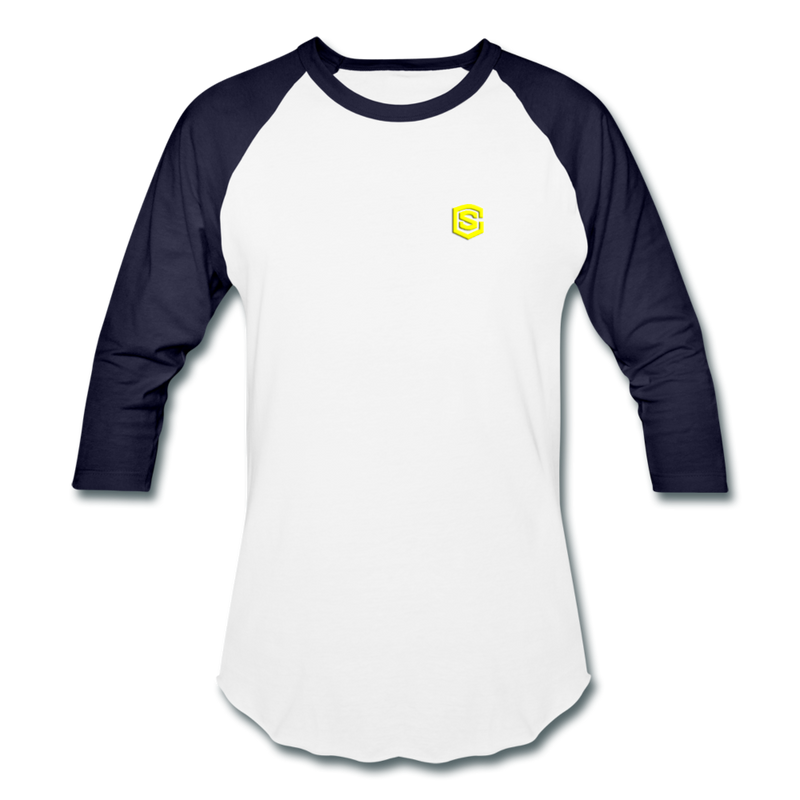 Baseball T-Shirt WITH YELLOW LOGO - white/navy