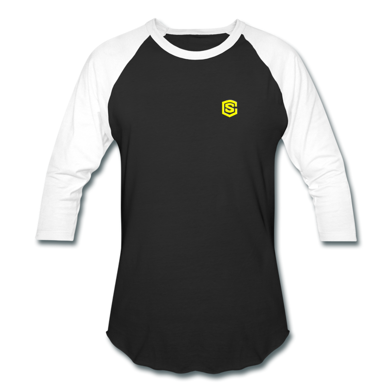 Baseball T-Shirt WITH YELLOW LOGO - black/white