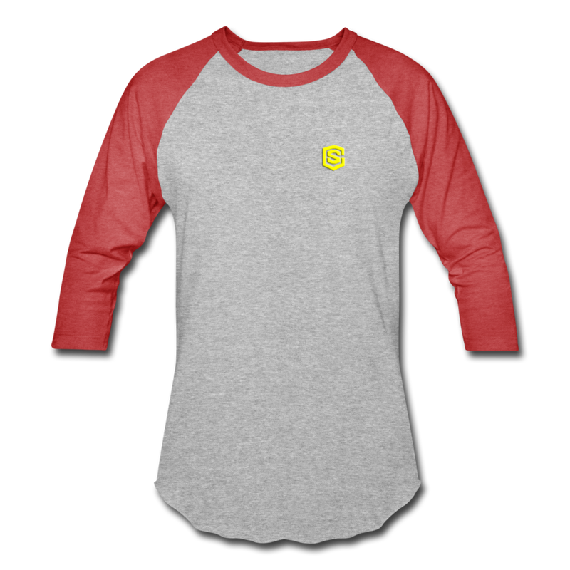 Baseball T-Shirt WITH YELLOW LOGO - heather gray/red