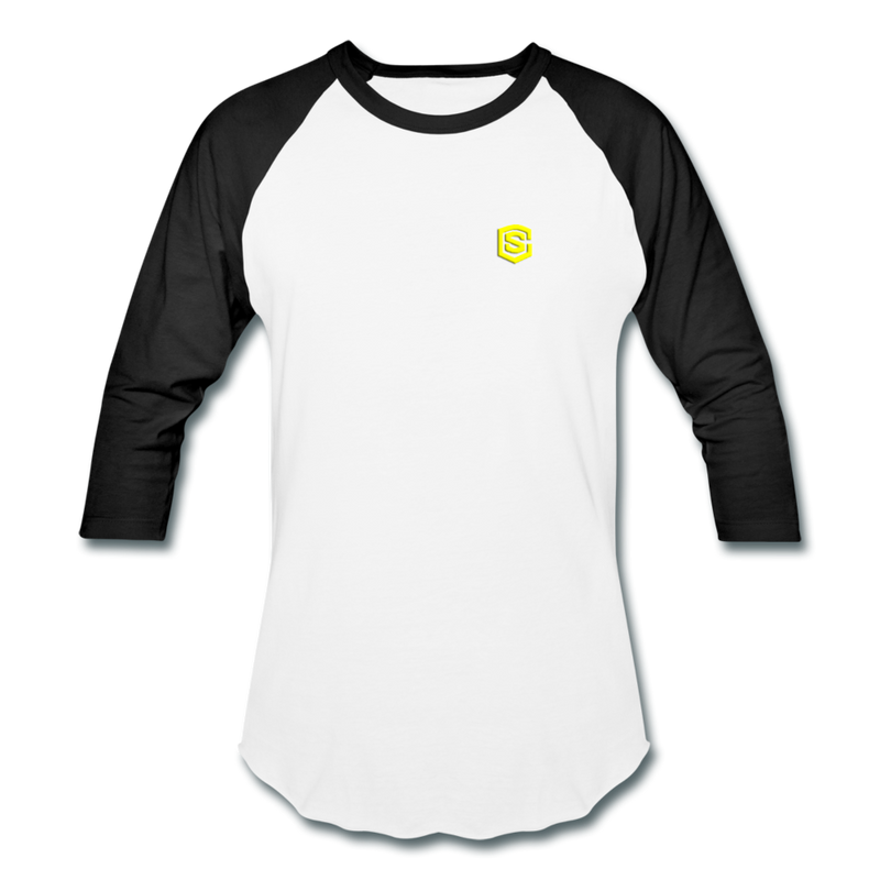 Baseball T-Shirt WITH YELLOW LOGO - white/black