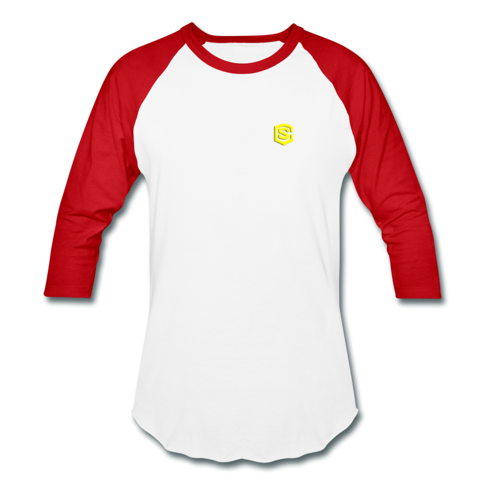 Baseball T-Shirt WITH YELLOW LOGO - white/red