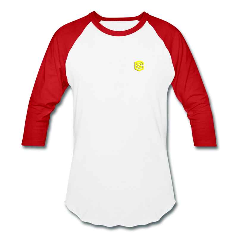 Baseball T-Shirt WITH YELLOW LOGO - white/red