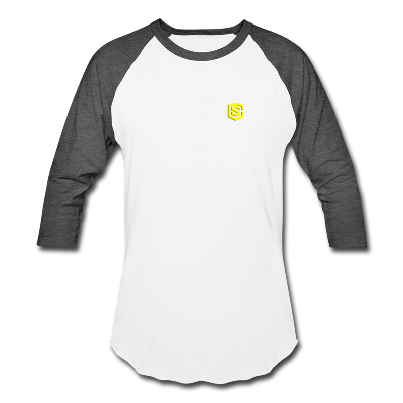 Baseball T-Shirt WITH YELLOW LOGO - white/charcoal