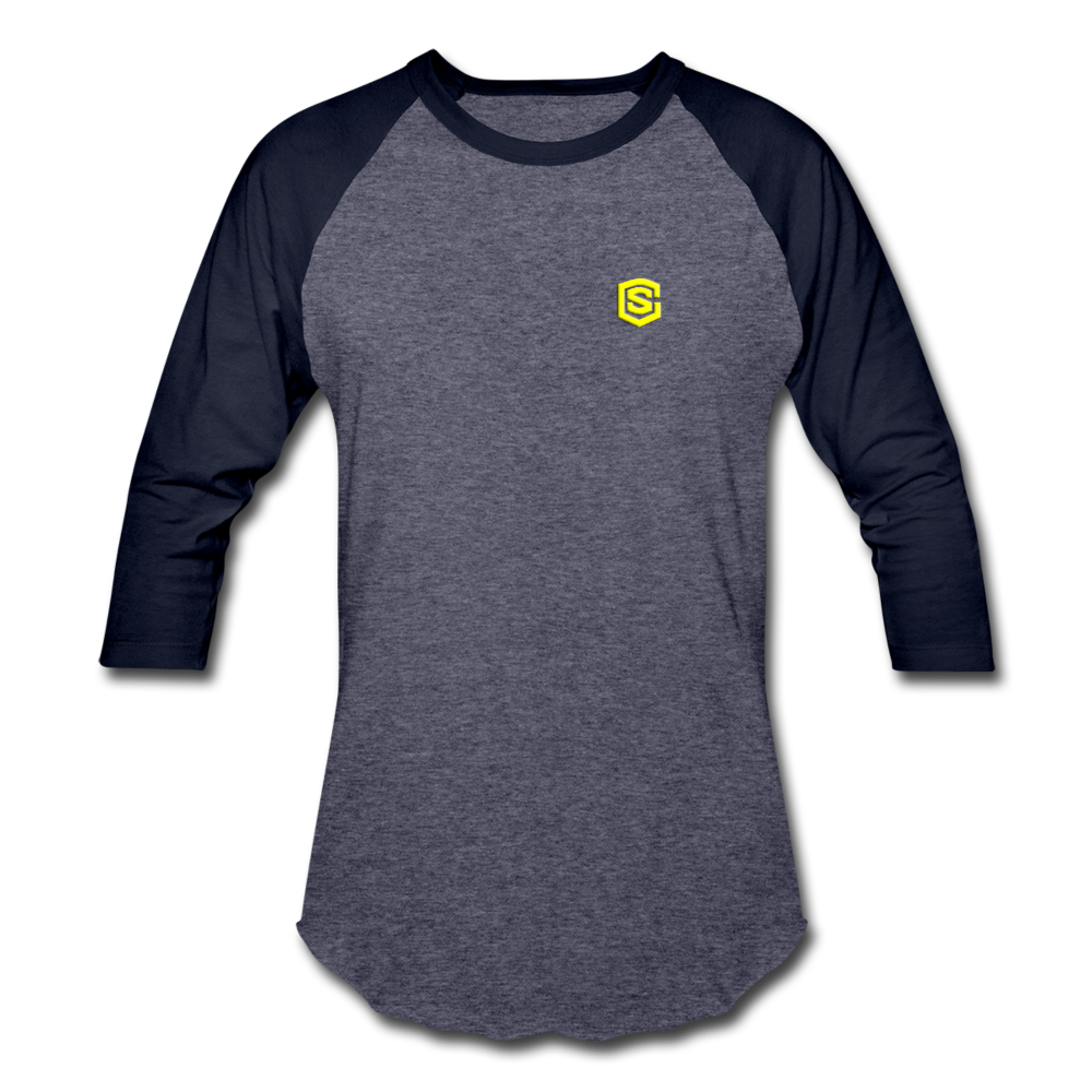 Baseball T-Shirt WITH YELLOW LOGO - heather blue/navy