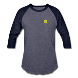 Baseball T-Shirt WITH YELLOW LOGO - heather blue/navy