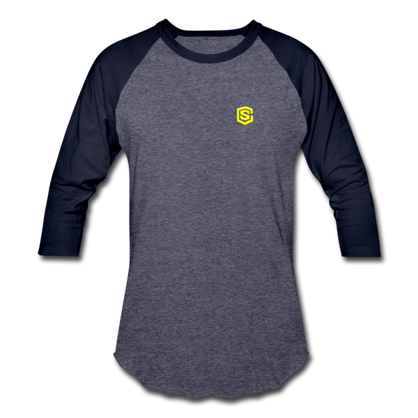 Baseball T-Shirt WITH YELLOW LOGO - heather blue/navy