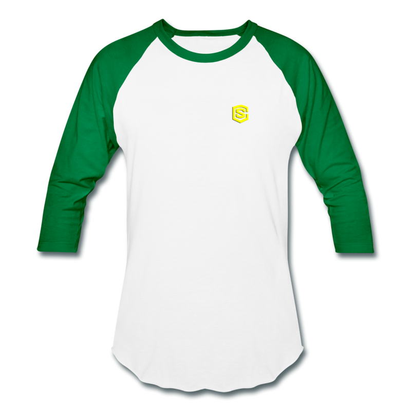 Baseball T-Shirt WITH YELLOW LOGO - white/kelly green