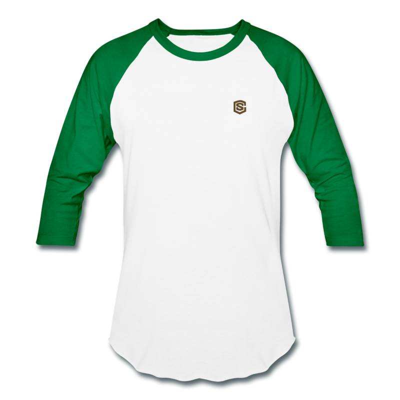 Baseball T-Shirt WITH BROWN  LOGO - white/kelly green