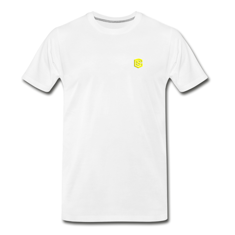 Men’s Premium Organic T-Shirt WITH YELLOW LOGO - white