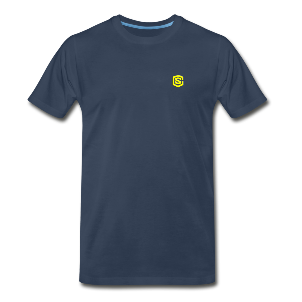 Men’s Premium Organic T-Shirt WITH YELLOW LOGO - navy