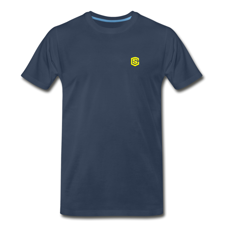 Men’s Premium Organic T-Shirt WITH YELLOW LOGO - navy