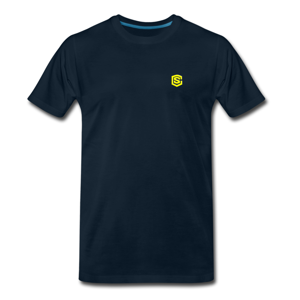 Men’s Premium Organic T-Shirt WITH YELLOW LOGO - deep navy