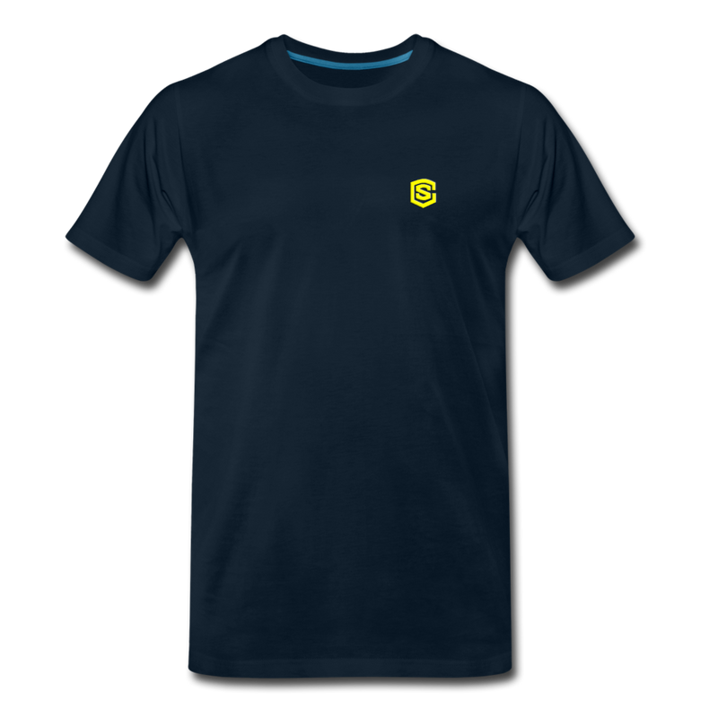 Men’s Premium Organic T-Shirt WITH YELLOW LOGO - deep navy