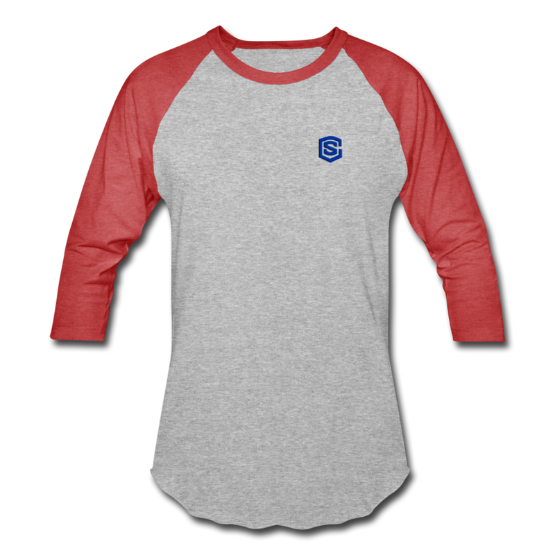 Baseball T-Shirt WITH BLUE LOGO - heather gray/red