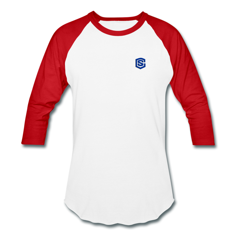 Baseball T-Shirt WITH BLUE LOGO - white/red