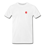 Men’s Premium Organic T-Shirt WITH RED LOGO - white