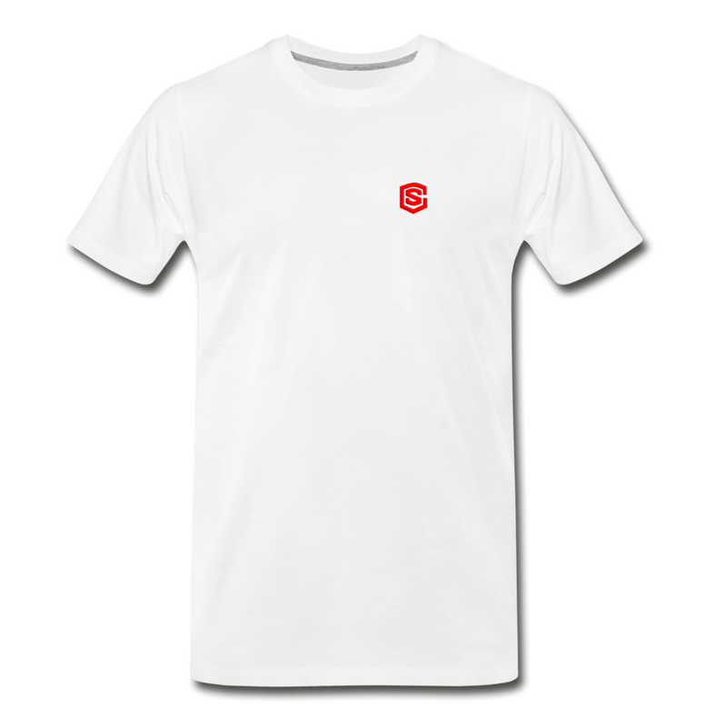 Men’s Premium Organic T-Shirt WITH RED LOGO - white