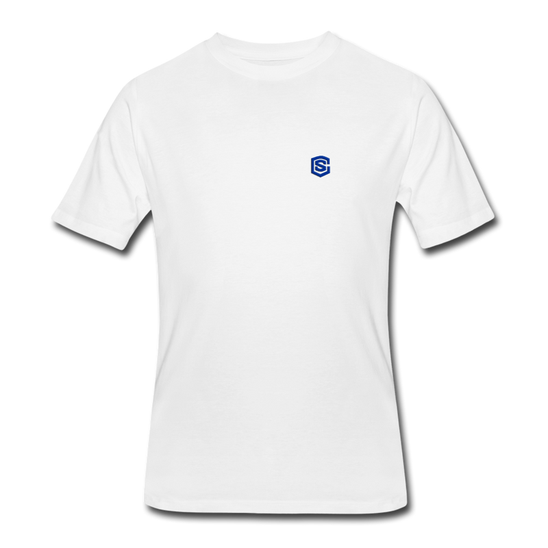 Men’s 50/50 T-Shirt WITH  BLUE  LOGO - white