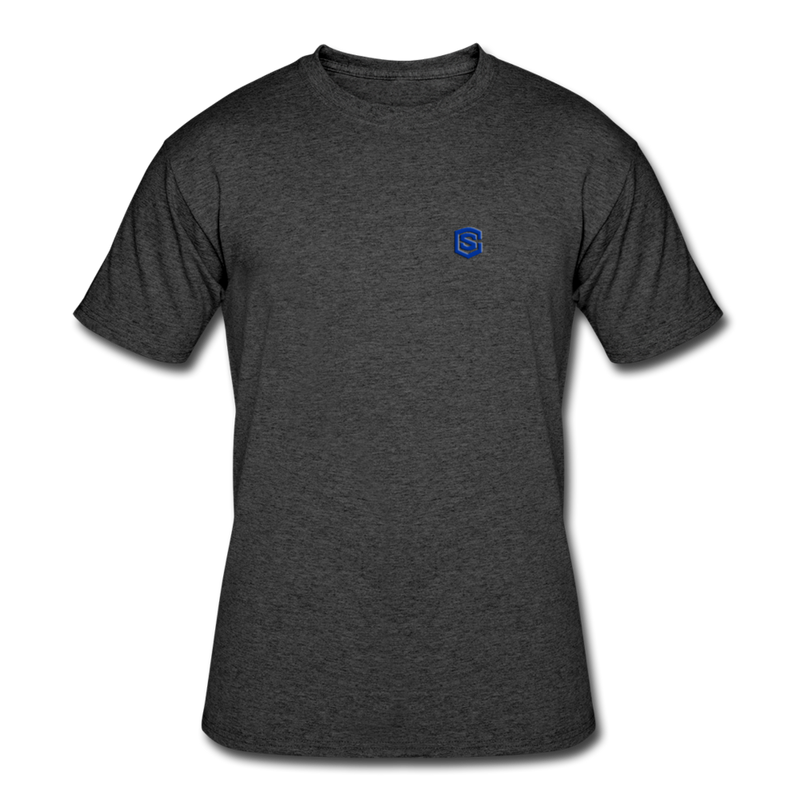 Men’s 50/50 T-Shirt WITH  BLUE  LOGO - heather black