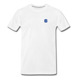 Men’s Premium Organic T-Shirt WITH BLUE  LOGO - white