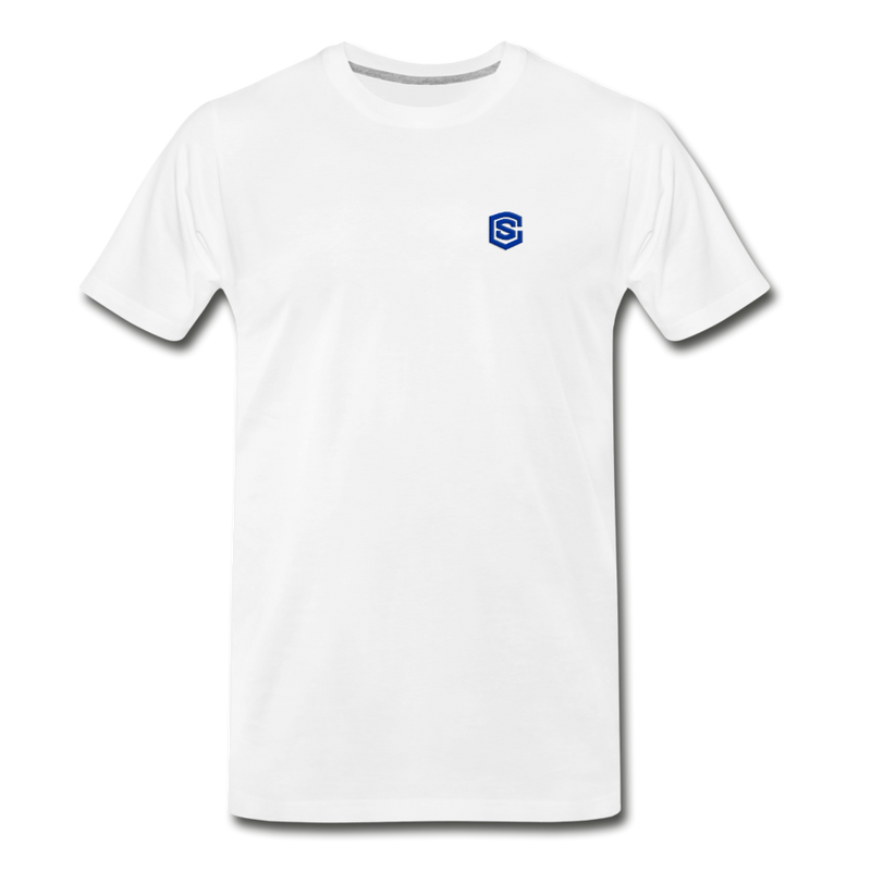 Men’s Premium Organic T-Shirt WITH BLUE  LOGO - white