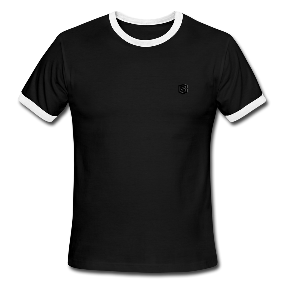 Men's Ringer T-Shirt WITH BLACK  LOGO - black/white