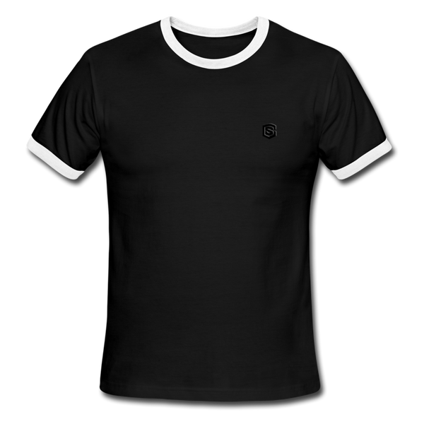 Men's Ringer T-Shirt WITH BLACK  LOGO - black/white