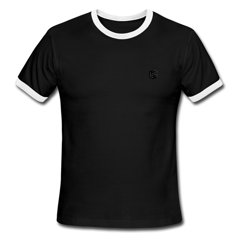 Men's Ringer T-Shirt WITH BLACK  LOGO - black/white