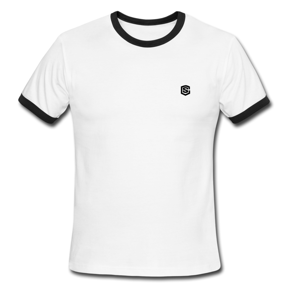 Men's Ringer T-Shirt WITH BLACK  LOGO - white/black