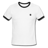 Men's Ringer T-Shirt WITH BLACK  LOGO - white/black