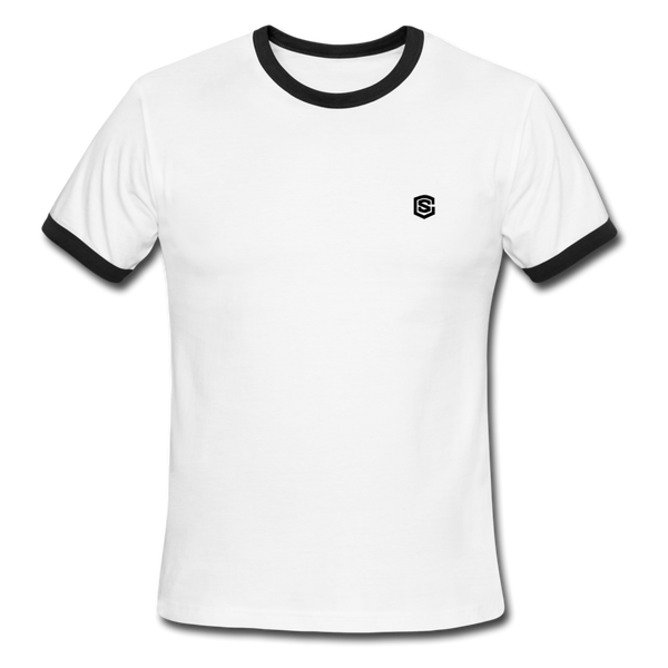 Men's Ringer T-Shirt WITH BLACK  LOGO - white/black