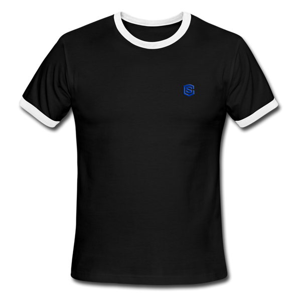 Men's Ringer T-Shirt WITH BLUE  LOGO - black/white