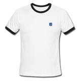 Men's Ringer T-Shirt WITH BLUE  LOGO - white/black