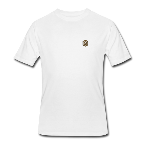 Men’s 50/50 T-Shirt WITH BROWN  LOGO - white