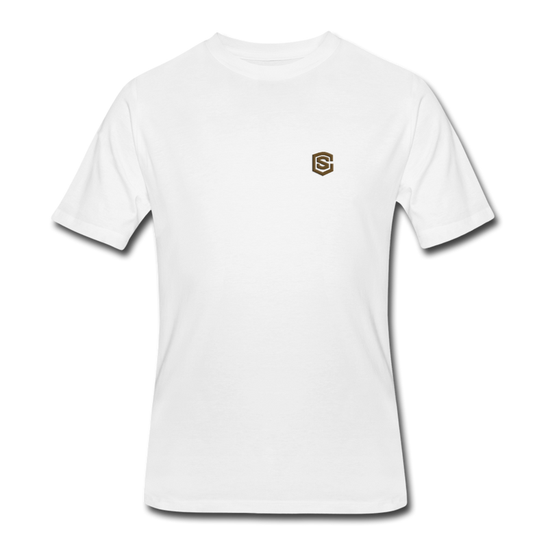 Men’s 50/50 T-Shirt WITH BROWN  LOGO - white